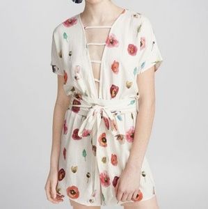 Pepa Loves cream romper, rabbit floral jumpsuit pepaloves